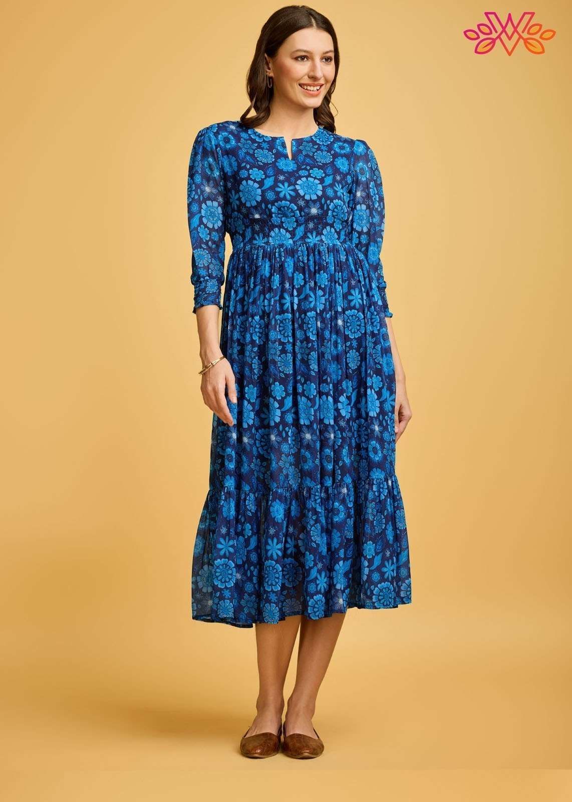 Blue Georgette Digital Pr..